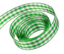 25mm Gingham Ribbon Green